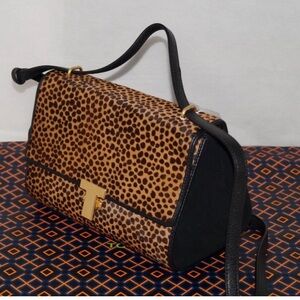 Tory Burch Leopard Print Crossbody Bag with Black Trim